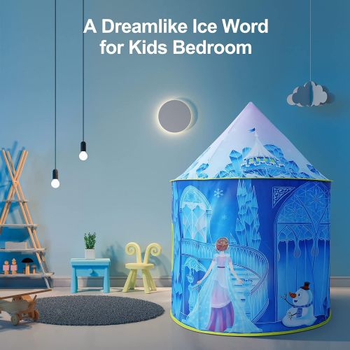  Hamdol Princess Play Tent for Girls, Ice Castle Kids Tent Indoor and Outdoor with Dreamy Graphic Pattern, Large Imaginative Playhouse 51 X 40 with Carry Bag for Girls Gift