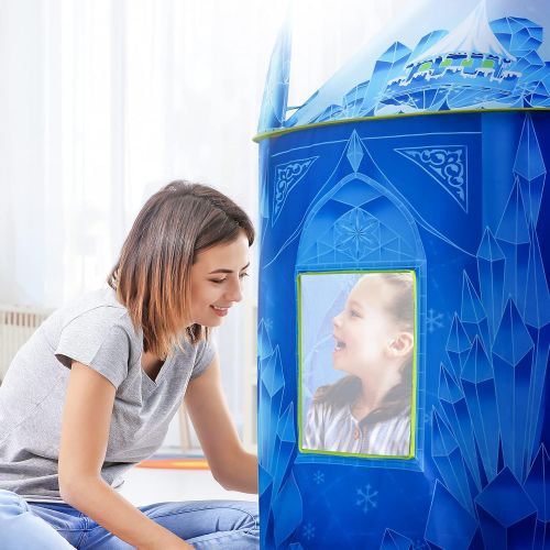  Hamdol Princess Play Tent for Girls, Ice Castle Kids Tent Indoor and Outdoor with Dreamy Graphic Pattern, Large Imaginative Playhouse 51 X 40 with Carry Bag for Girls Gift