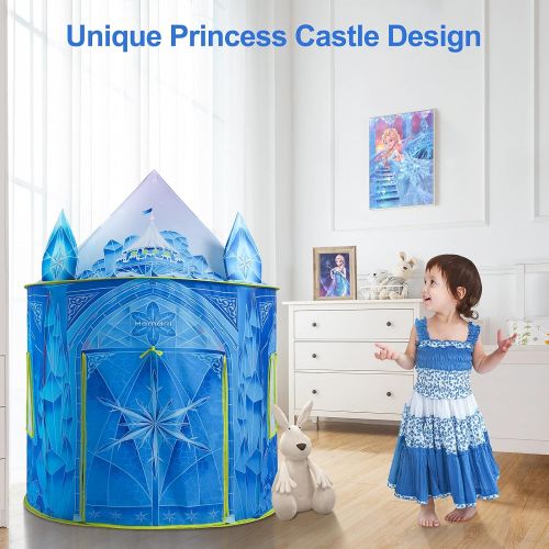  Hamdol Princess Play Tent for Girls, Ice Castle Kids Tent Indoor and Outdoor with Dreamy Graphic Pattern, Large Imaginative Playhouse 51 X 40 with Carry Bag for Girls Gift