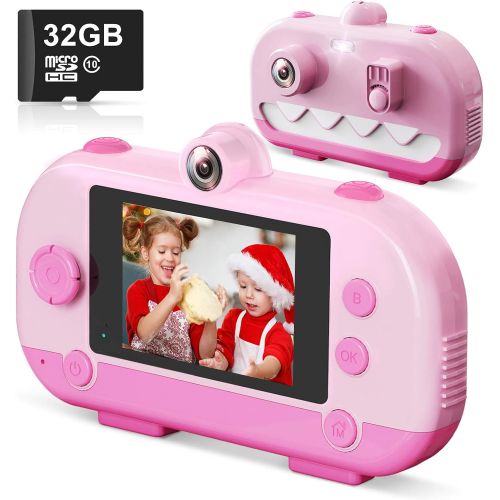  [아마존베스트]Hamdol Kids Camera, Girls Toys Camera for Kids 3 4 5 6 7 8 Year, Toddler Camera 12MP Selfie Camera Christmas Birthday Toys for Girls, 2.5K HD Digital Video Camera with 32GB SD Card