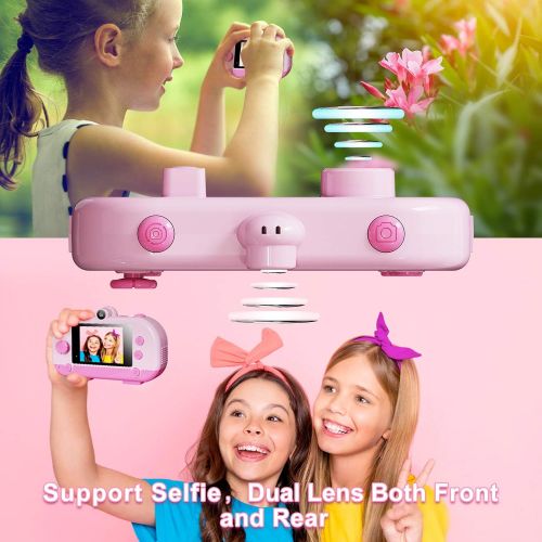  [아마존베스트]Hamdol Kids Camera, Girls Toys Camera for Kids 3 4 5 6 7 8 Year, Toddler Camera 12MP Selfie Camera Christmas Birthday Toys for Girls, 2.5K HD Digital Video Camera with 32GB SD Card