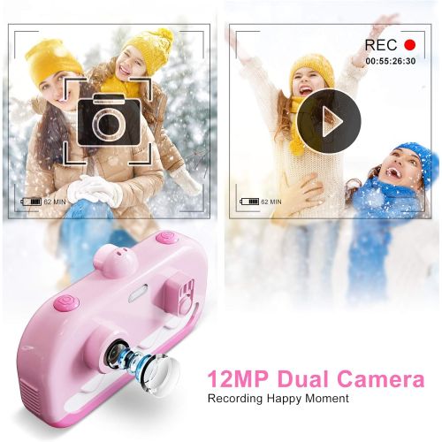  [아마존베스트]Hamdol Kids Camera, Girls Toys Camera for Kids 3 4 5 6 7 8 Year, Toddler Camera 12MP Selfie Camera Christmas Birthday Toys for Girls, 2.5K HD Digital Video Camera with 32GB SD Card