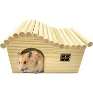 Hamster Wooden House with Windows Rat Wood Hideout Small Animal Climbing Play Hut for Hamster Sugar Gliders Gerbil Dwarf Hamster