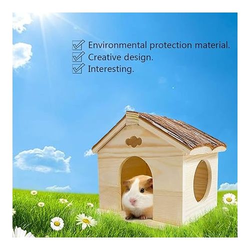  Hamiledyi Hamster Wooden House, Natural Handcrafted Small Animal Hideout Hut Chew Cage Toy for Guinea Pig Chinchilla Rat Mouse Gerbil Hedgehog