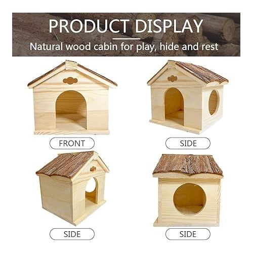  Hamiledyi Hamster Wooden House, Natural Handcrafted Small Animal Hideout Hut Chew Cage Toy for Guinea Pig Chinchilla Rat Mouse Gerbil Hedgehog
