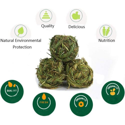  Hamiledyi Bunny Grass Toy Natural Timothy Grass Small Animal Activity Play Chew Ballfor Rabbits Hamster Guinea Pigs Gerbils(4 Pack)