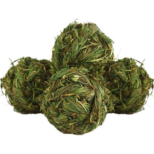  Hamiledyi Bunny Grass Toy Natural Timothy Grass Small Animal Activity Play Chew Ballfor Rabbits Hamster Guinea Pigs Gerbils(4 Pack)