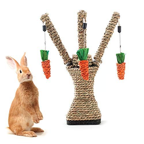  Hamiledyi Bunny Fun Tree Perfect Rabbits Chew Bite Toys Carrot with Guinea Pig Tooth Cleaning andSmall Animal Activity Play