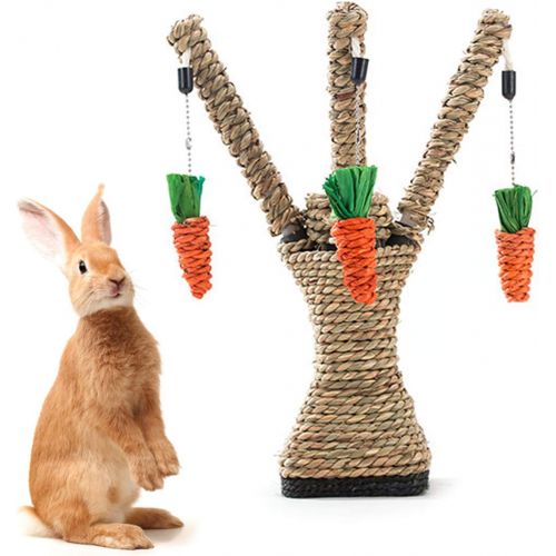  Hamiledyi Bunny Fun Tree Perfect Rabbits Chew Bite Toys Carrot with Guinea Pig Tooth Cleaning andSmall Animal Activity Play