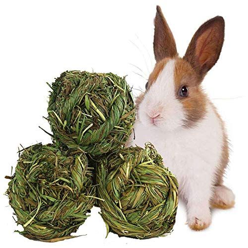  Hamiledyi Rabbit Chew Ball Timothy Grass Grinding Small Animal Activity Play Chew Toys for Bunny Rabbits Hamster Guinea Pigs Gerbils