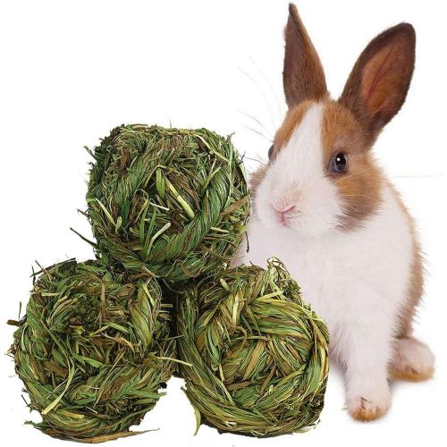  Hamiledyi Rabbit Chew Ball Timothy Grass Grinding Small Animal Activity Play Chew Toys for Bunny Rabbits Hamster Guinea Pigs Gerbils