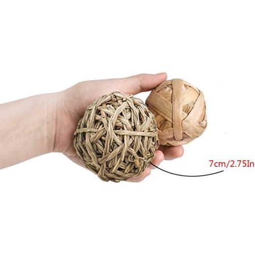  Hamiledyi Rabbit Ball Toys Bunny Treats Toys for Teething Small Animal Chew Toys Grass Ball for Dwarf Hamster Rabbits Guinea Pigs Gerbils, 4 Pack