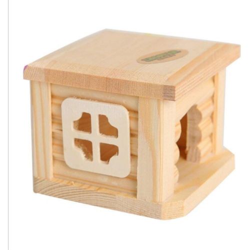  Hamiledyi Dwarf Hamster House Wooden Hut for Hamster Tunnel Toys Wooden Castle, Small Animal Playground Chew Toy (1 Hamster House and Tunnel)