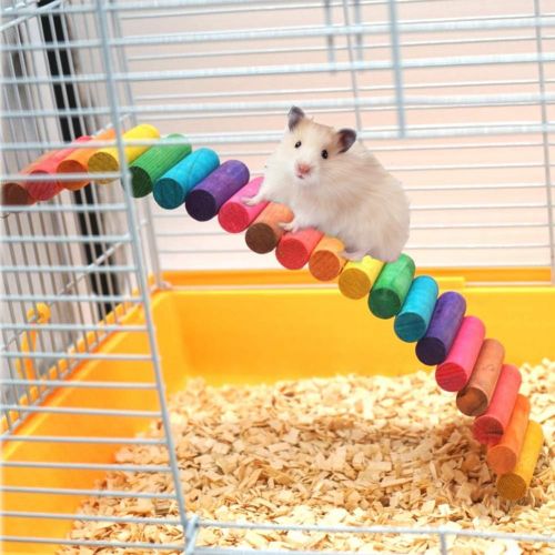  Hamiledyi Hamster Bridge Rabbit Bunny Wood Swing Small Pet Ladder Stand Platform Hamster Cage Accessories Wood Bridge for Small Animal Hamster Wooden Toys Bridge Wooden Suspension Swing Flex