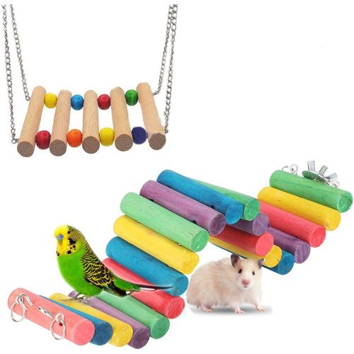  Hamiledyi Hamster Bridge Rabbit Bunny Wood Swing Small Pet Ladder Stand Platform Hamster Cage Accessories Wood Bridge for Small Animal Hamster Wooden Toys Bridge Wooden Suspension Swing Flex