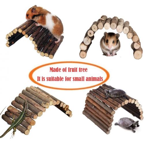  Hamiledyi Hamster Bridge Rat Ladder Wooden Bridge Toy for Small Animals Cage Wood Ladder Natural Hideout for Guinea Pig Chinchilla Ferret Reptile (Pack of 2) (2ladder)