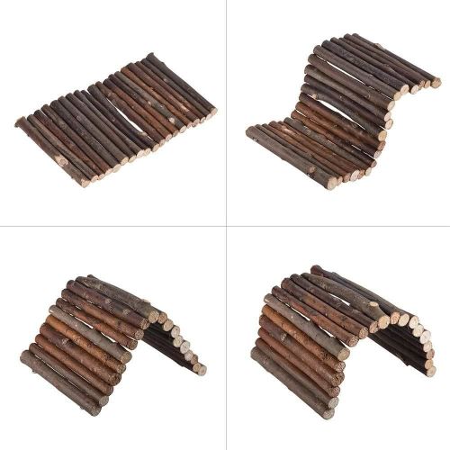  Hamiledyi Hamster Bridge Rat Ladder Wooden Bridge Toy for Small Animals Cage Wood Ladder Natural Hideout for Guinea Pig Chinchilla Ferret Reptile (Pack of 2) (2ladder)