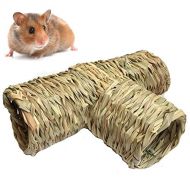 Hamiledyi Natures Hideaway Grass Tunnel Toy,Straw House with Open Entrance, Lightweight, Durable Home for Pocket Pets,Suitable for Rats, Mice, Hamster, Ferrets and Gerbils