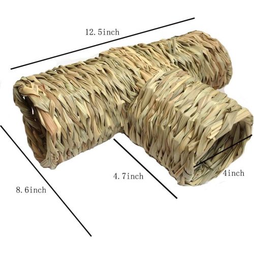  Hamiledyi Natures Hideaway Grass Tunnel Toy,Straw House with Open Entrance, Lightweight, Durable Home for Pocket Pets,Suitable for Rats, Mice, Hamster, Ferrets and Gerbils