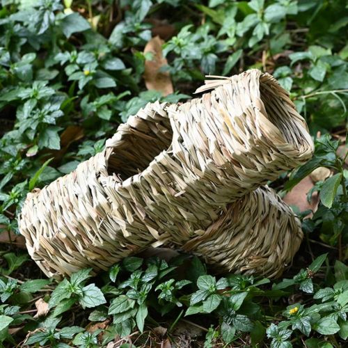  Hamiledyi Natures Hideaway Grass Tunnel Toy,Straw House with Open Entrance, Lightweight, Durable Home for Pocket Pets,Suitable for Rats, Mice, Hamster, Ferrets and Gerbils