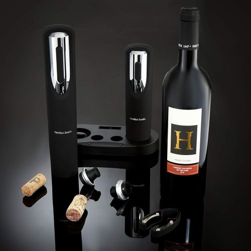  [아마존베스트]Hamiltan Beach Electric Corkscrew Wine Opener Set - Includes Wine Preserver - Bottle Stopper - Foil Cutter