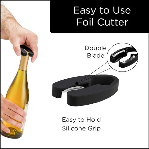  [아마존베스트]Hamiltan Beach Electric Corkscrew Wine Opener Set - Includes Wine Preserver - Bottle Stopper - Foil Cutter