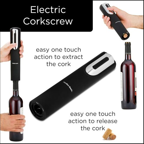  [아마존베스트]Hamiltan Beach Electric Corkscrew Wine Opener Set - Includes Wine Preserver - Bottle Stopper - Foil Cutter