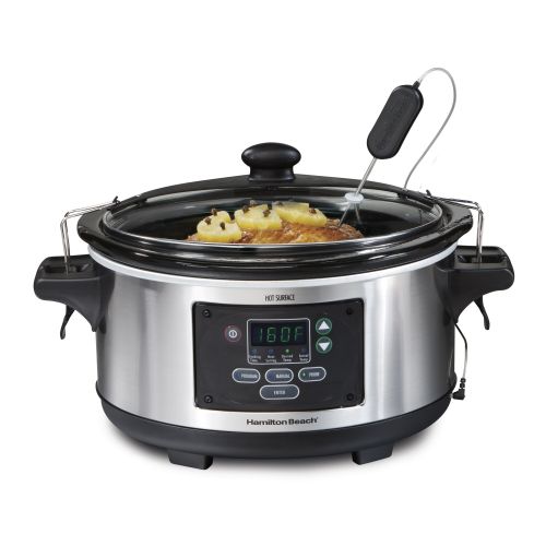  Hamilton Beach Stainless Steel 6 Quart Programmable Slow Cooker with Meat Probe by Hamilton Beach