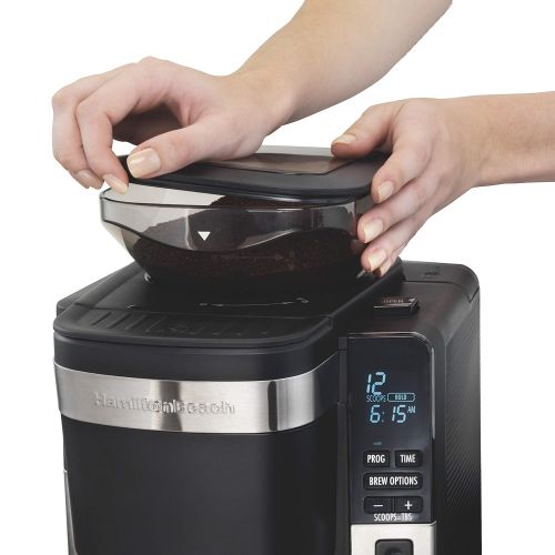  Hamilton Beach 45400 Coffee Maker, Automatic Grounds Dispensing for Pre-Ground Coffee, Black