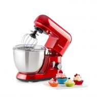 KLARSTEIN Pico  Tilt-Head Stand Mixer  Dough Hook, Flat Beater, Wire Whip  550 Watts  4.2 qt Stainless Steel Bowl  Planetary Mixing Action  6 Speeds  Multifunctional  red