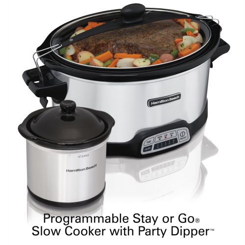  Hamilton Beach 7 Quart Stay or Go Programmable Slow Cooker with Party Dipper #33477