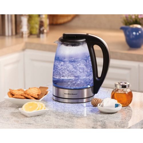  Hamilton Beach 1.7 Liter Electric Glass Kettle with Cord-Free Serving | Model# 40865