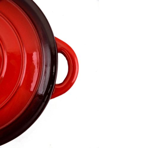  Hamilton Beach 5.5 Quart Enameled Cast Iron Covered Round Dutch Oven Pot, Red