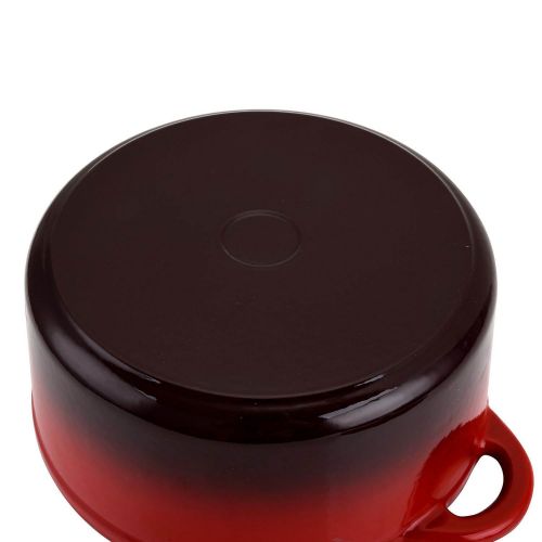  Hamilton Beach 5.5 Quart Enameled Cast Iron Covered Round Dutch Oven Pot, Red