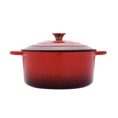  Hamilton Beach 5.5 Quart Enameled Cast Iron Covered Round Dutch Oven Pot, Red