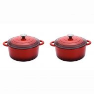 Hamilton Beach 5.5 Qt. Enameled Iron Covered Round Dutch Oven Pot, Red (2 Pack)