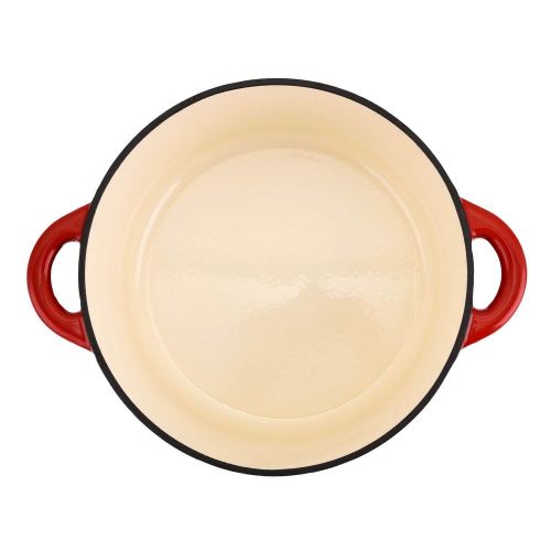  Hamilton Beach 5.5 Qt. Enameled Iron Covered Round Dutch Oven Pot, Red (2 Pack)