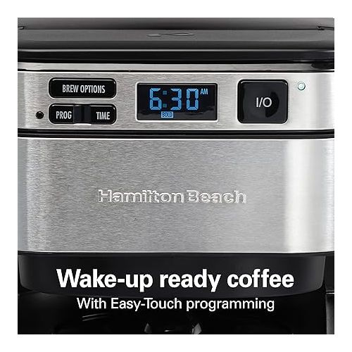  Hamilton Beach Programmable Coffee Maker, 12 Cups, Front Access Easy Fill, Pause & Serve, 3 Brewing Options, Black (46310)