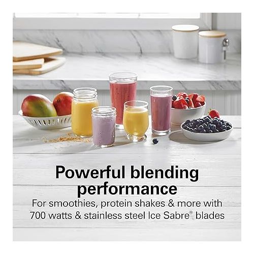  Hamilton Beach Power Elite Wave Action Blender For Shakes and Smoothies, Puree, Crush Ice, 40 Oz Glass Jar, 12 Functions, Stainless Steel Ice Sabre Blades, 700 Watts, Black (58148A)