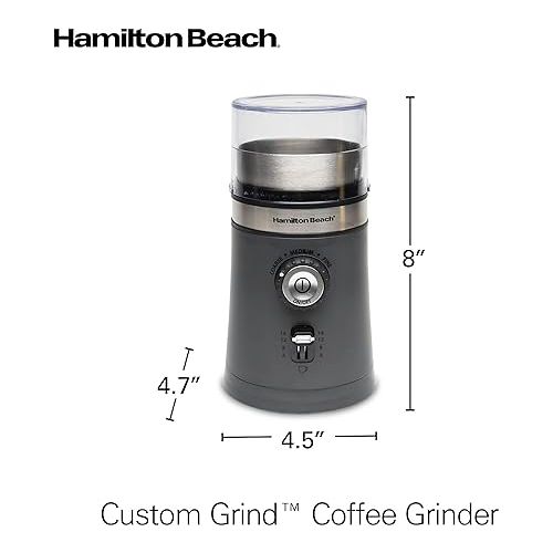  Hamilton Beach Electric Coffee Grinder for Beans, Spices and More, with Multiple Grind Settings for up to 14 Cups, Removable Stainless Steel Chamber, Grey (80396C), 10 oz