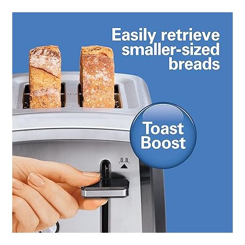  Hamilton Beach 2 Slice Toaster with Extra-Wide Slots, Bagel Setting, Toast Boost, Slide-Out Crumb Tray, Auto-Shutoff & Cancel Button, Defrost Function, Stainless Steel (22794)