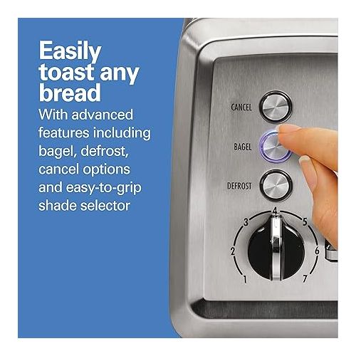  Hamilton Beach 2 Slice Toaster with Extra-Wide Slots, Bagel Setting, Toast Boost, Slide-Out Crumb Tray, Auto-Shutoff & Cancel Button, Defrost Function, Stainless Steel (22794)