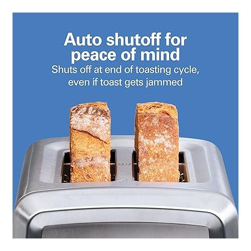  Hamilton Beach 2 Slice Toaster with Extra-Wide Slots, Bagel Setting, Toast Boost, Slide-Out Crumb Tray, Auto-Shutoff & Cancel Button, Defrost Function, Stainless Steel (22794)