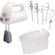 Hamilton Beach 6-Speed Electric Hand Mixer with Whisk, Dough Hooks and Easy Clean Beaters, Snap-On Storage Case, White