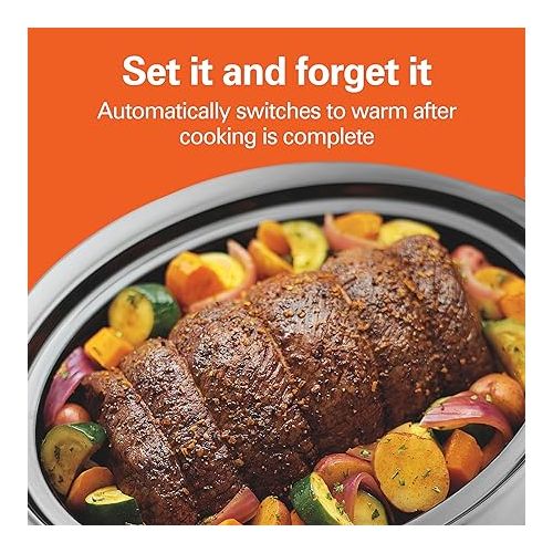  Hamilton Beach Programmable Slow Cooker with Flexible Easy Programming, 5 Cooking Times, Dishwasher-Safe Crock, Lid, 7 Quart, Silver