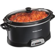 Hamilton Beach Portable 7 Quart Programmable Slow Cooker with Three Temperature Settings, Lid Latch Strap for Easy Travel, Dishwasher Safe Crock, Black (33474)