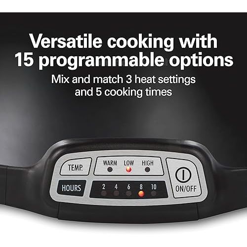  Hamilton Beach Portable 7 Quart Programmable Slow Cooker with Three Temperature Settings, Lid Latch Strap for Easy Travel, Dishwasher Safe Crock, Black (33474G)