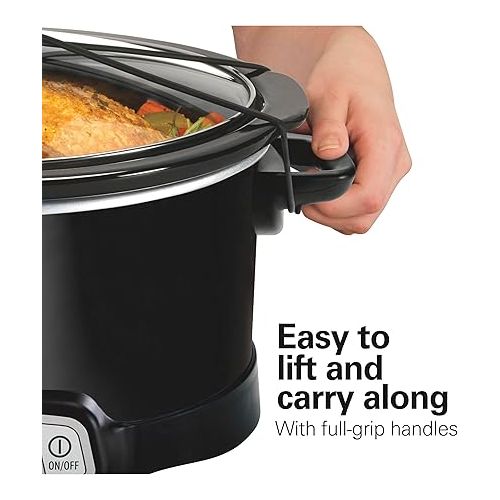  Hamilton Beach Portable 7 Quart Programmable Slow Cooker with Three Temperature Settings, Lid Latch Strap for Easy Travel, Dishwasher Safe Crock, Black (33474G)