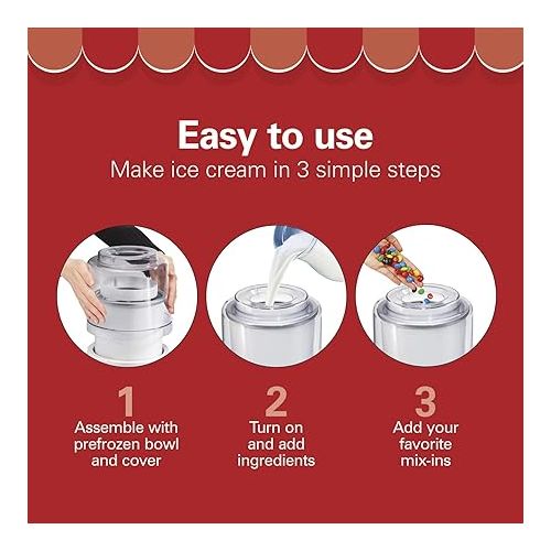  Hamilton Beach Electric Automatic Ice Cream Maker, Frozen Yogurt, Sorbet, Custard 1.5 Quart, White (68880)