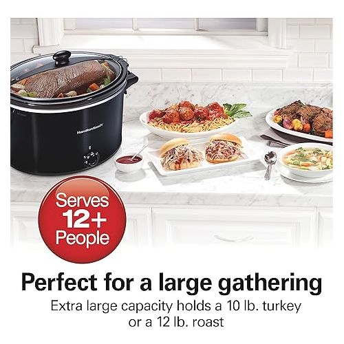  Hamilton Beach Slow Cooker, Extra Large 10 Quart, Stay or Go Portable With Lid Lock, Dishwasher Safe Crock, Black (33195)